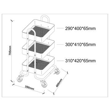 Keukentrolley Pyhäntä met 3 manden 78,5x46x35 cm lichtpaars, Verzenden