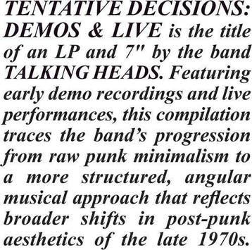 TALKING HEADS - TENTATIVE DECISIONS (LP), Verzenden, Nieuw in verpakking