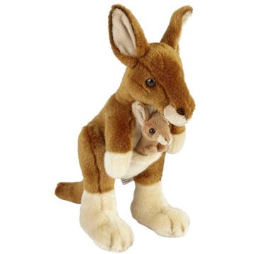 Pluche kangoeroe knuffel met baby - 28 cm - bruin, Verzenden, Nieuw