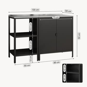 Tuinopbergset Bolognano staand rek en kast zwart casa.pro, Tuin en Terras, Verzenden, Nieuw