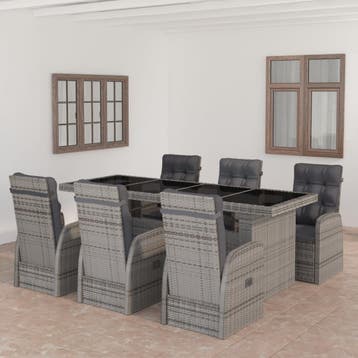 vidaXL 7-delige Tuinset met kussens poly rattan grijs, Tuin en Terras, Tuinsets en Loungesets, Verzenden, Nieuw, 6 zitplaatsen