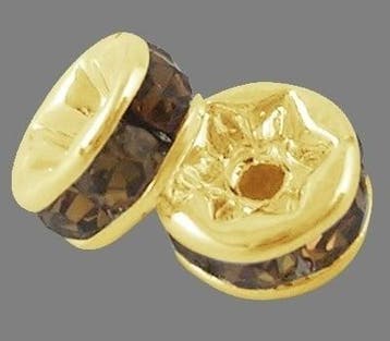 25 x Kristal spacer rondelle 10 mm – gat 2 mm – goudkleu, Hobby en Vrije tijd, Kralen en Sieraden maken, Ophalen of Verzenden