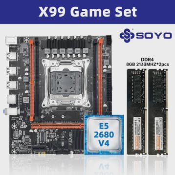 SOYO X99 Moederbord Kit met Intel Xeon E5 2680 V4 CPU en 16G, Verzenden, Nieuw