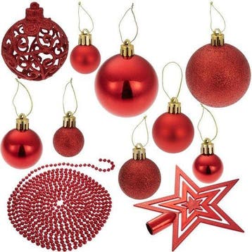 2dekans | tectake - Set van 86 kerstballen rood - 403324, Diversen, Ophalen of Verzenden, Zo goed als nieuw
