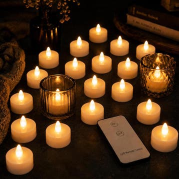 LED Theelichtjes 20 stuks Flikkerend Warm Wit met Afstand..., Verzenden, Nieuw