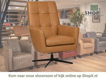 Leren draaifauteuil Central - Granada Sahara (cognac), Huis en Inrichting, Fauteuils, Nieuw, Ophalen of Verzenden, 75 tot 100 cm