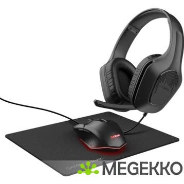 Trust GXT 790 3-in-1 Muis, Muismat, en Headset Bundel Zwart, Computers en Software, Verzenden, Nieuw, Trust