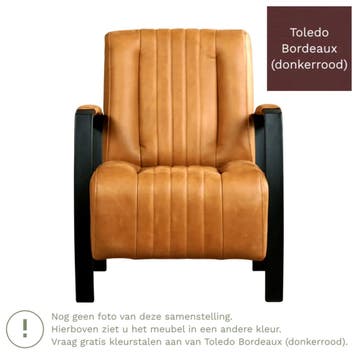 Leren fauteuil Glamour - Toledo Bordeaux (donkerrood), Huis en Inrichting, Nieuw, Ophalen of Verzenden, 50 tot 75 cm, Industrieel, Modern, Retro