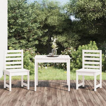 vidaXL 3-delige Bistroset massief grenenhout wit, Verzenden, Nieuw, 3 zitplaatsen