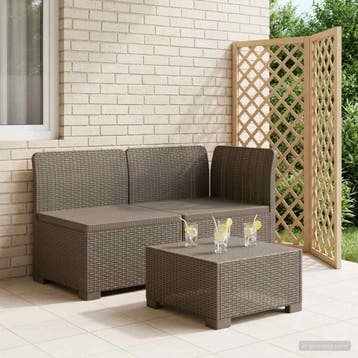 vidaXL Tweedelige Tuinbank Rattan Look PP Lichtgrijs, Verzenden, Nieuw