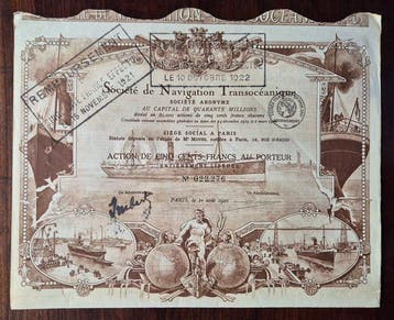 Frankrijk. 500 Francs - 1920 Société de Navigation