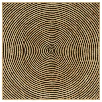 vidaXL Gebied Tapijt Naturel en Zwart 120 x 120 cm Jute, Verzenden, Nieuw, Zwart