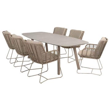 4 Seasons Fabrice tuinset 7-delig - Manolo tuintafel 240x103, Verzenden, Nieuw