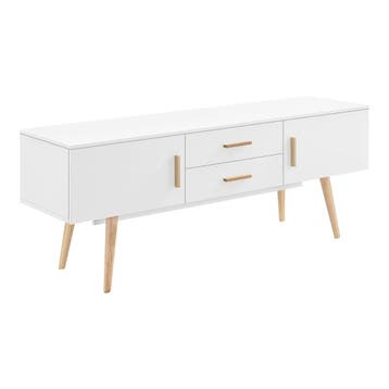TV meubel Alavus tv kast met 2 lades 140x40x56 cm wit, Verzenden, Nieuw