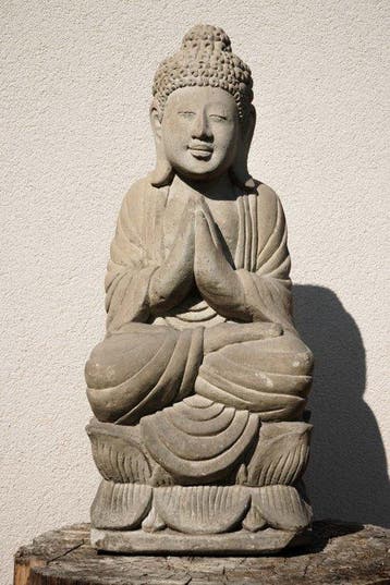 Statua Buddha Antico in Pietra Arenaria 52 cm - Beeld -
