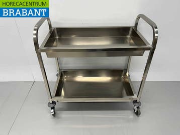HCB RVS Serveerwagen Dienwagen 2 bakken 95 cm Horeca, Ophalen of Verzenden, Nieuw in verpakking