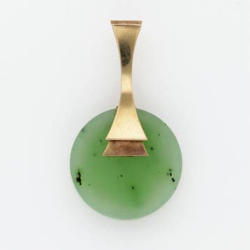 Hanger - 9 kt. Geel goud - Nefriet jade, Sieraden, Tassen en Uiterlijk, Antieke sieraden