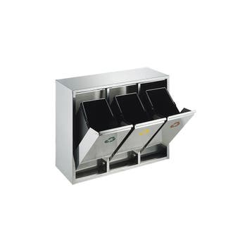Recycling afvalbak 3x 8 ltr - Mat RVS, Verzenden, Nieuw