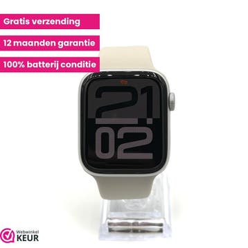 Apple Watch SE 2e gen 44mm silver | 100% batterij, Stressniveau, Verzenden, IOS, Zo goed als nieuw