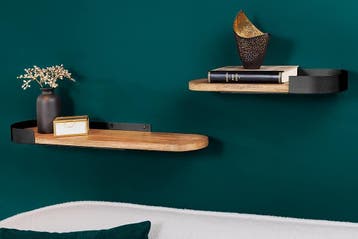 Moderne set van 2 wandplanken PURE NATURE 60cm zwart, Ophalen of Verzenden, Nieuw