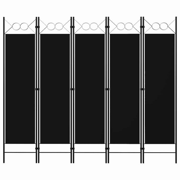 vidaXL Kamerscherm met 5 panelen 200x180 cm zwart, Huis en Inrichting, Woonaccessoires | Kamerschermen, Nieuw, Verzenden