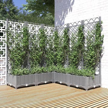vidaXL Plantenbak met latwerk 120x120x121,5 cm polypropeen, Verzenden, Nieuw, Kunststof, 100 cm of meer