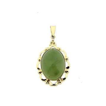 Gouden hanger met Jade (Hanger of bedel), Ophalen of Verzenden, Gebruikt, Goud, Overige merken