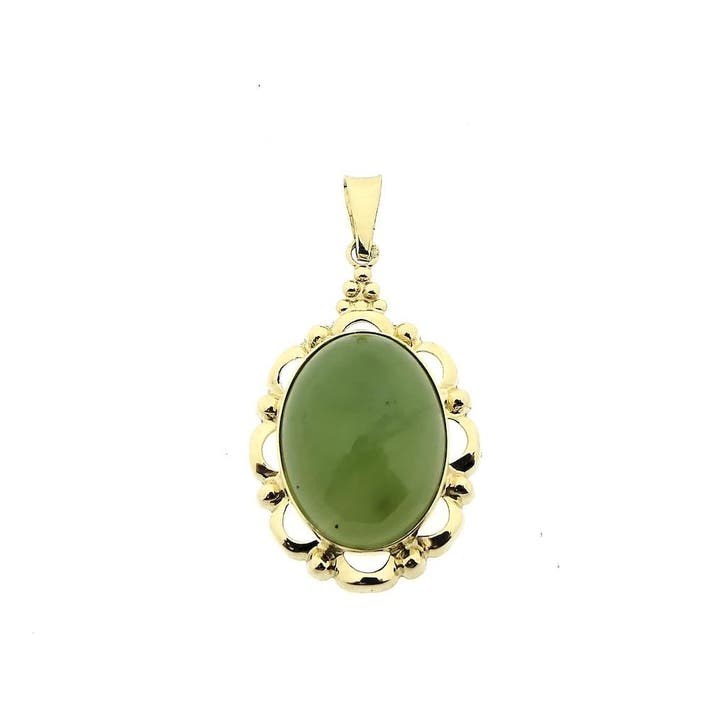 Gouden hanger met Jade (Hanger of bedel), Sieraden, Tassen en Uiterlijk, Bedels, Gebruikt, Overige merken, Goud, Ophalen of Verzenden