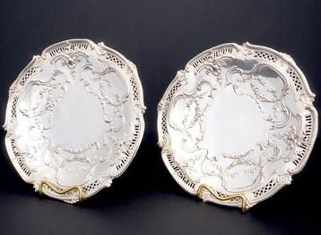 Dienblad (2) - Prachtig paar Franse .950 zilveren repoussé