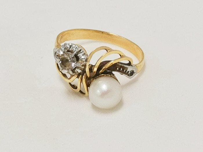 Ring - 18 karaat Geel goud Parel - Citrino, Sieraden, Tassen en Uiterlijk, Ringen