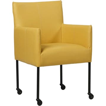 Gele leren eetkamerstoelen, Huis en Inrichting, Stoelen, Ophalen of Verzenden, Nieuw, Leer