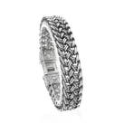 Zilveren brede fantasie/vossenstaart schakelarmband, Ophalen of Verzenden, Gebruikt, Overige kleuren, Zilver