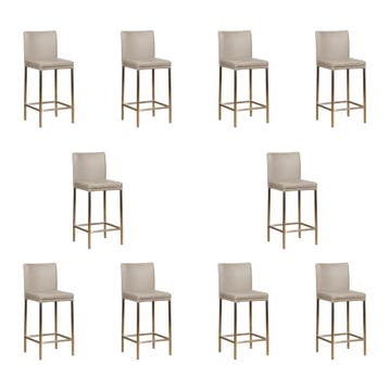 Set van 10 Leren barkrukken Break laag - Vintage Lightgrey, Huis en Inrichting, Barkrukken, Ophalen of Verzenden, Nieuw, Leer