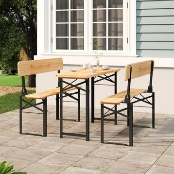 vidaXL 3-delige Biertafelset inklapbaar massief vurenhout, Tuin en Terras, Verzenden, Nieuw, Hout