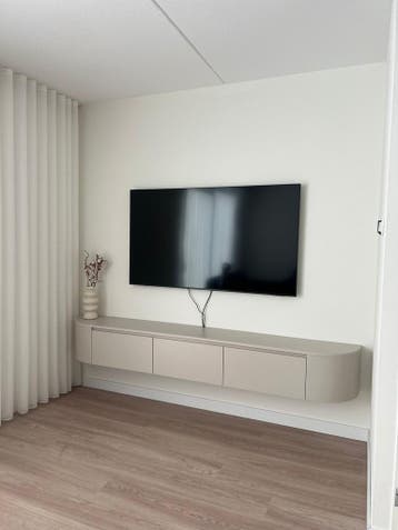 Zwevend Tv meubel beige wandmeubel hout tv kast japandi, Japandi, Nieuw, Ophalen of Verzenden, 200 cm of meer