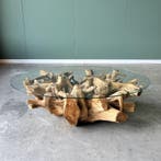 Ovale salontafel | 120x70x40 | Gratis bezorging | Teakhout |, Huis en Inrichting, Tafels | Salontafels, 100 tot 150 cm, Glas, Nieuw