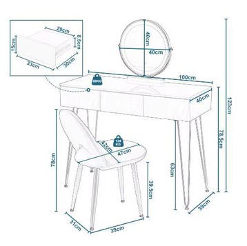 Make-uptafel met LED-spiegel en Fluwelen Stoel, Huis en Inrichting, Tafels | Kaptafels, Verzenden, Nieuw