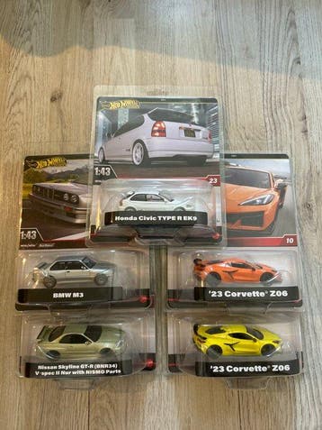 Hot Wheels 1:43 - Modelauto (5) - Honda - BMW - Nissan -, Nieuw