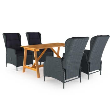 vidaXL 5-delige Tuinset donkergrijs, Tuin en Terras, Verzenden, Nieuw, 4 zitplaatsen, Tuinset