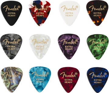 Fender 351 shape plectrum celluloid medley extra heavy 12x, Muziek en Instrumenten, Instrumenten | Toebehoren, Ophalen of Verzenden