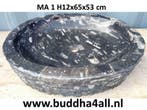 Zwarte natuursteen waskom, ammoniet waskommen ook als sets, Ophalen of Verzenden, Nieuw, Wasbak of Wastafel