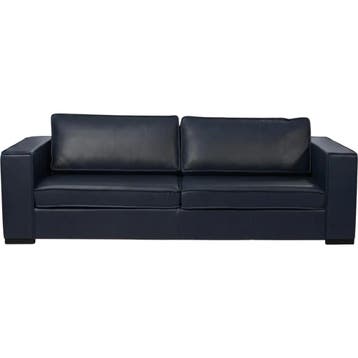 Leren bank Fine - 3,5 zits - Granada Blue (blauw) - Poten, Nieuw, Ophalen of Verzenden, Rechte bank, Eigentijds, Klassiek, Modern