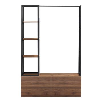 Kledingrek Egmating met lades 180x120x40 cm zwart en walnoot, Verzenden, Nieuw