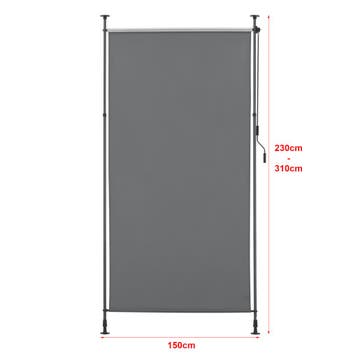 [pro.tec] Rolgordijn voor buiten Cimarra 150x270 cm donkergr, Verzenden, Nieuw