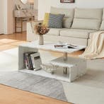 Salontafel Haarlem rechthoekig marmerlook wit 90x50x41 cm [e, Verzenden, Nieuw