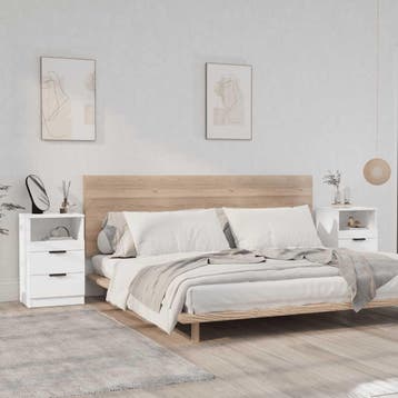vidaXL Nachtkastjes 2 st bewerkt hout wit, Minder dan 45 cm, Verzenden, Nieuw, 55 tot 70 cm