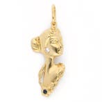 Hanger - 14 karaat Geel goud Diamant (Natuurlijk) - Saffier