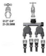 Waterkraanadapter waterverdeler 5-voudig 1/2 en 3/4, Ophalen of Verzenden, Nieuw