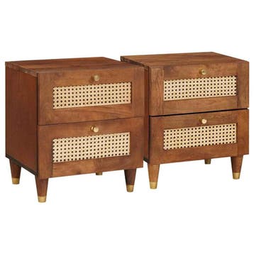 vidaXL Nachtkastje 2 st Bruin 40 x 33 x 46 cm Massief, Minder dan 45 cm, Verzenden, Nieuw, Minder dan 55 cm
