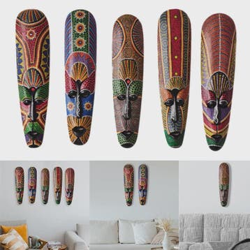Handgesneden Houten Afrikaans Totem Masker - Unieke Wanddeco, Verzenden